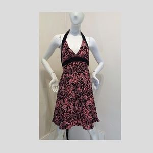 BeBe Printed Floral Knee Length Halter Dress - M